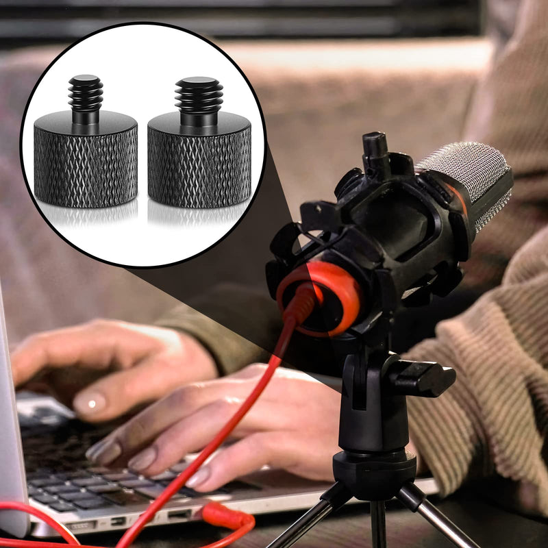 4 Pieces Mic Stand Adapter 5/8 Female to 3/8 Male and 3/8 Female to 5/8 Male 5/8 Female to 1/4 Male and 1/4 Female to 5/8 Male Combo Pack Microphone Stand Adapter to Camera Tripod Adapter
