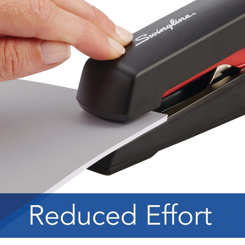 Swingline Stapler, Omnipress 60 Stapler,"Press Anywhere for Easier Use", 60 Sheet Capacity, Black/Red (5000591A)