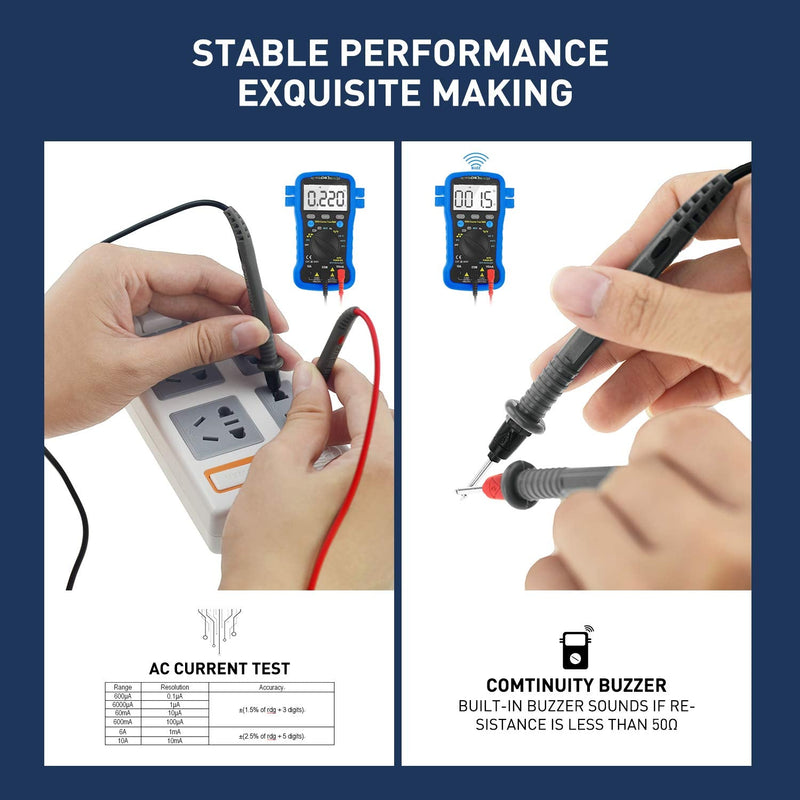 ANNMETER AN-39C Multimeter Auto-Ranging True RMS 6000 Counts Multimeter, Accurate Voltmeter Ohmmeter Capacitance Meter, Measures Voltage Current Resistance and Temperature
