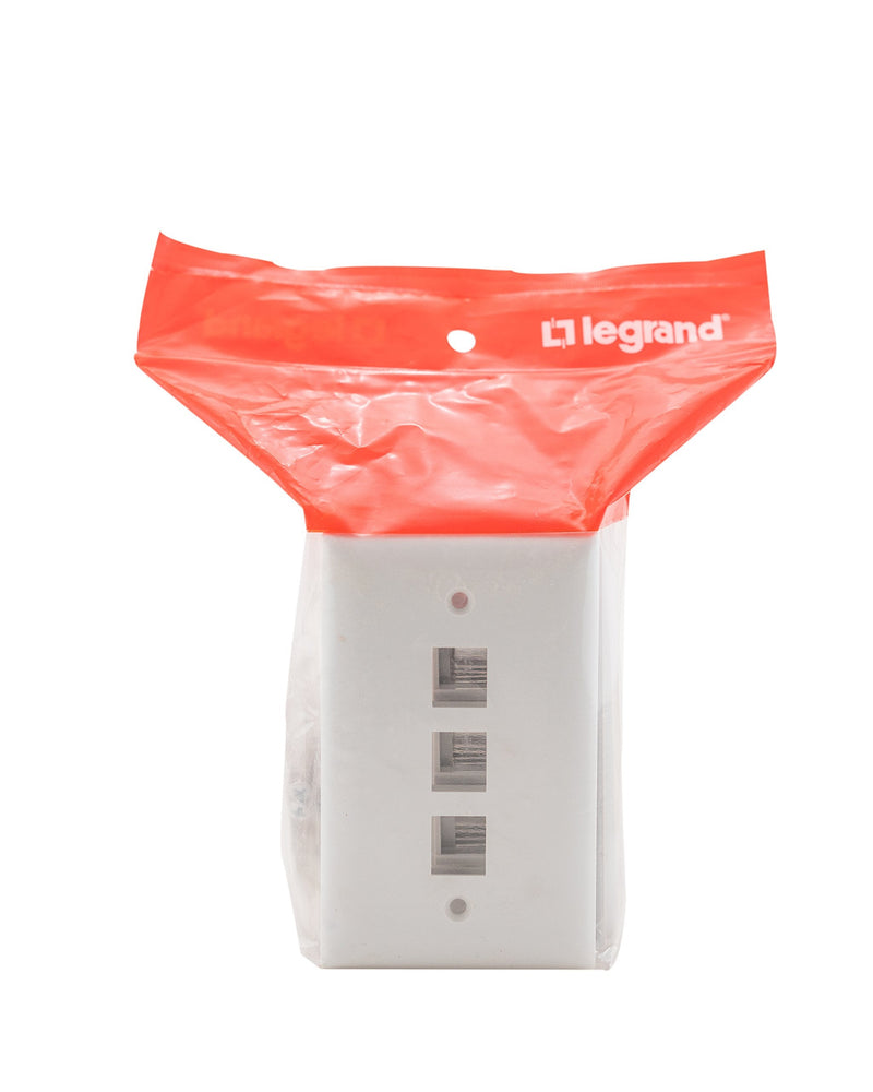 Legrand - OnQ 3 Port Keystone Single Gang Wall Plate, 1 Gang Keystone Wall Plate Supports 3 Keystone Insert, Screw-In Plastic, White, 10 Count, WP3403WH10 Pack of 10