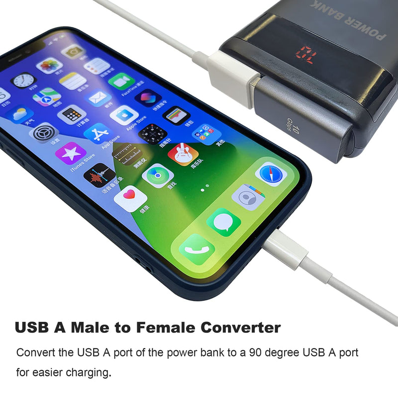 90 Degree USB 3.1 Adapter 2 Pack, AreMe Left Angle USB A Male to Female Converter Extender for PC, Laptop, USB A Charger, Power Bank and More