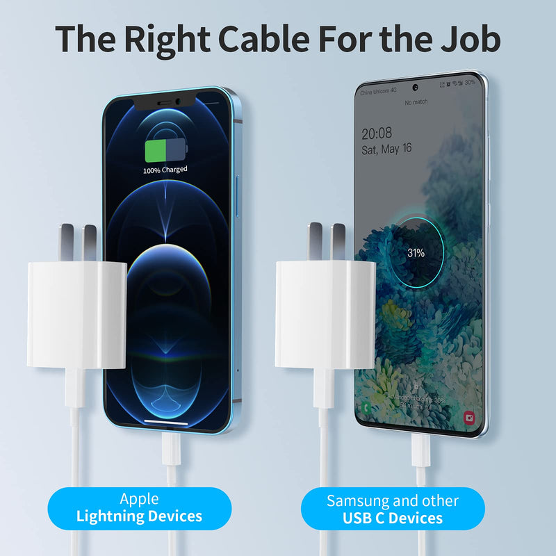 [Apple MFi Certified] iPhone Fast Charger 3Pack, iGENJUN 20W USB C Charger Wall Charger Block with PD 3.0, Compact USB C Power Adapter for iPhone 12/12 Pro/11, Galaxy, Pixel, AirPods Pro-White