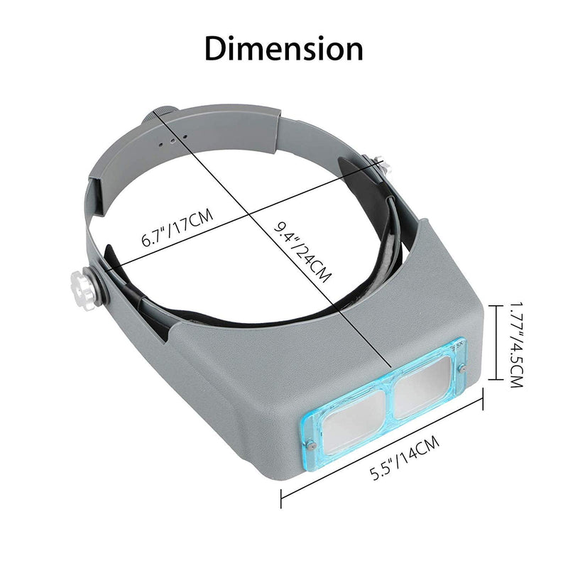 Magnifying Glasses Jewelry Loupes Headband Magnifier 1.5X 2X 2.5X 3.5X Double Lens Head Mounted Reading Magnifier Glasses Watchmaking Handsfree Binocular Magnifier Watch Repair Tool Eye Magnifying