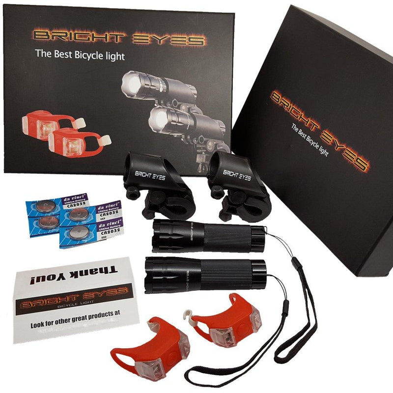 Bright Eyes Aircraft Aluminium Waterproof 300 Lumen LED Bike Light Set (Headlight, TailLight), 2 Pack