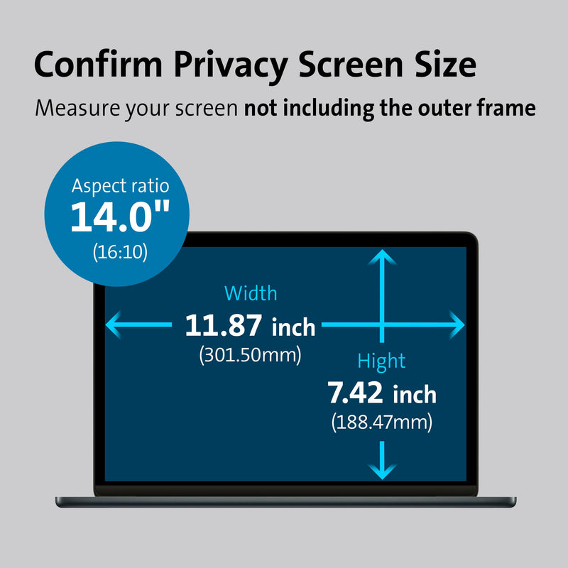 Kensington MagPro™ Magnetic Laptop Privacy Screen 14 inch, Removable 16:10 Laptop Privacy Filter, Anti-Glare, Blue Ray Reduction, Compatible with HP/Dell/Acer/Asus/Samsung/Lenovo (K55254WW) Laptop (16:10) 14" (16:10)