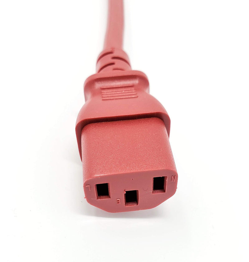 MICRO CONNECTORS, Inc. 6 Feet Ul Approved 18 AWG 10 Amp Power Cord (NEMA 5-15P/ C13) - Red 2 Pack (M05-113ULR-2P) 6 ft NEMA 5-15P/ C13 (2 Pack)