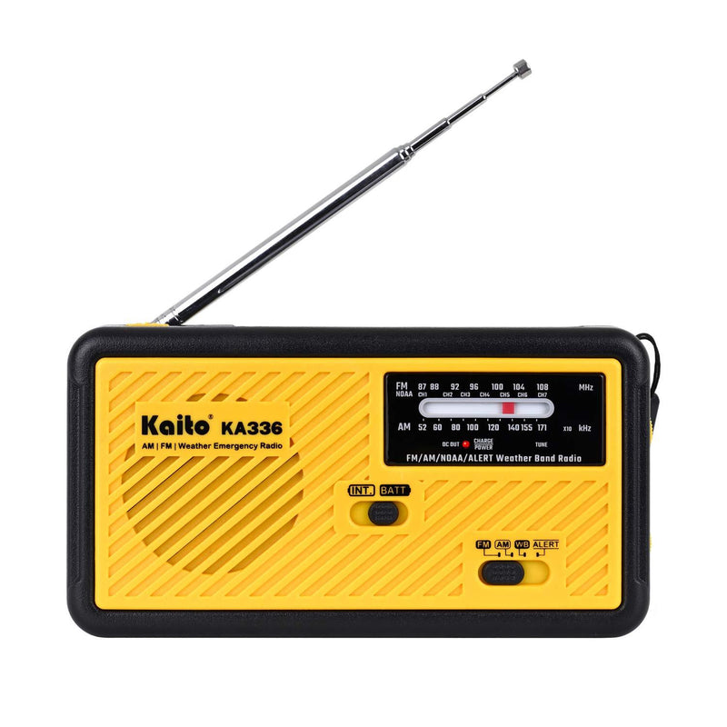 Kaito Voyager ECO Emergency Radio KA336 AM/FM NOAA Weather Alert 5-Way Powered Solar Crank Radio Receiver with LED Flashlight and USB Mobile Phone Charger