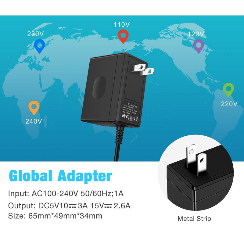 Switch Charger for Nintendo Switch and Switch Lite, Fast Charging Power Cord AC Adapter for Nintendo Switch with 5FT Charging Cable, Non-OEM 15V 2.6A Support TV Mode