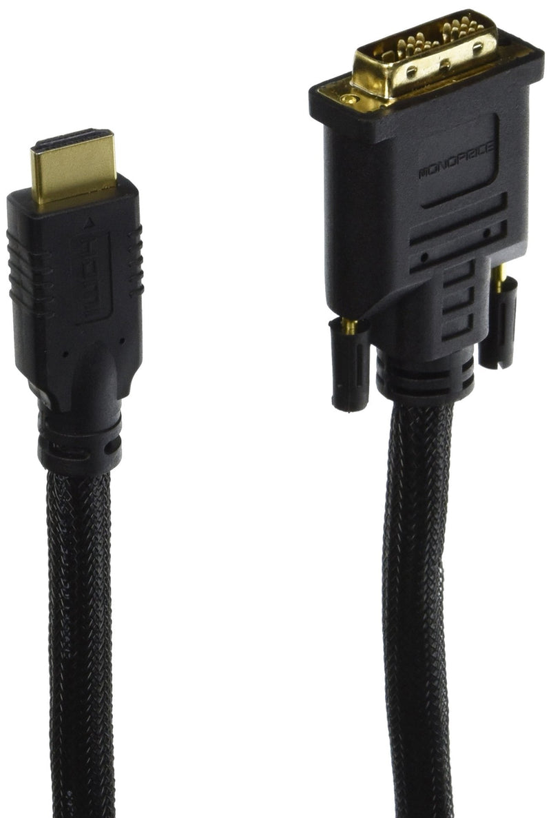 Monoprice Video Cable - 6 Feet - Black | 24AWG CL2 High Speed HDMI to DVI Adapter with Net Jacket 6ft