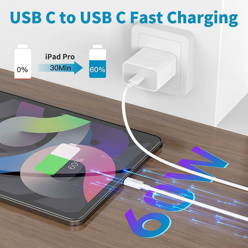 Apple USB C to USB C Charging Cable 6ft 60W 2Pack [Apple MFi Certified], Fast Charging USB Type C to Type C Cable Compatible for MacBook Pro/2019,IPad Air 4/5, iPad Mini 6,iPad Pro 12.9/11