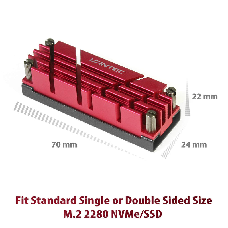 Vantec ICEBERQ M.2 NVMe/SSD Heat Sink with Thermal Pad (HS-NVME150-RD, Red)