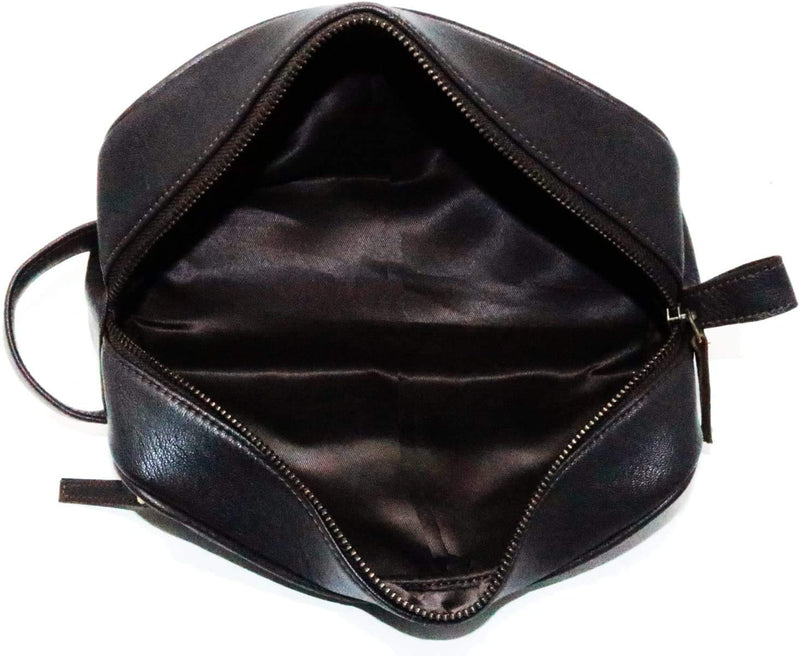 Men's Genuine Leather Toiletry Bag Waterproof Dopp Kit Shaving Bags And Grooming For Travel Groomsmen Gift Men Women Hanging Zippered Makeup Bathroom Cosmetic Pouch Case Make Up kit