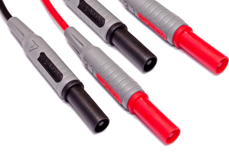 PeakTech Insulated 4 mm connecting cables with extension piece - CAT III 1000 V, P 7005, red and black single
