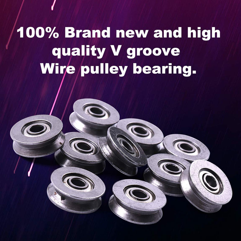 Atoplee 20pcs V623 Bearing Steel Wire V Groove Pulley Ball Bearing, 3x12x4mm