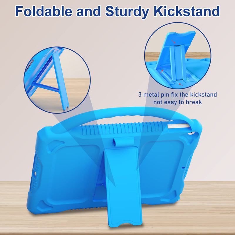 JOGUIIA iPad 9th 8th 7th Generation Case, Silicone Kids Case for iPad 10.2 2021/2020/2019, Shockproof Case with Handle Stand for New Apple iPad 10.2 inch Model(Light Blue) Light Blue