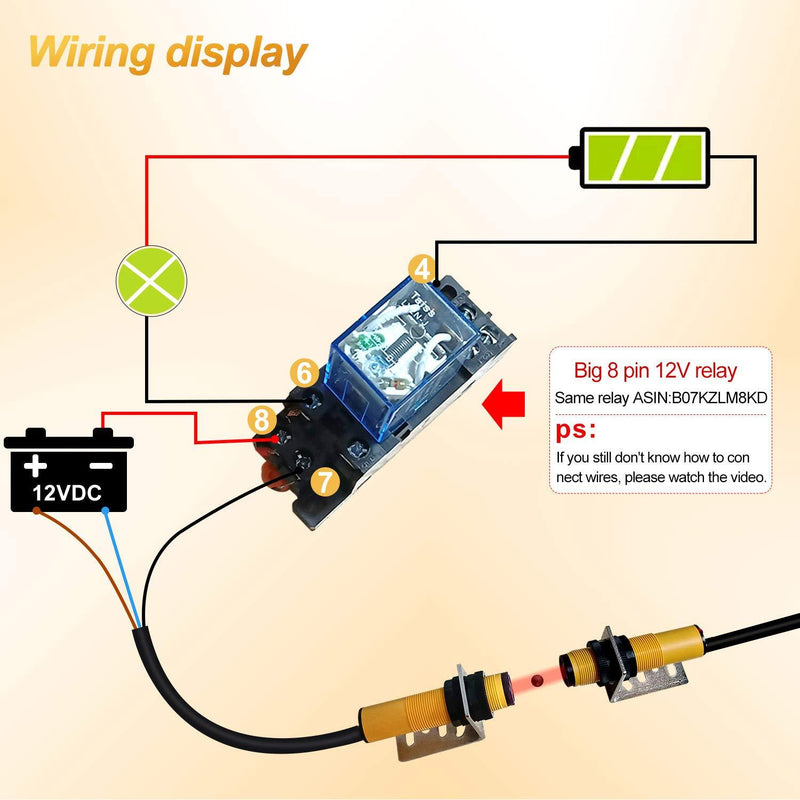 Taiss/ 1 Pair M18 Infrared Ray Through-Beam Reflection Optical Photoelectric Switch Sensor Three Lines PNP NO 6-36VDC Proximity Switch Inductive Distance 5M with mounting Bracket E3F-5DP1-2Z