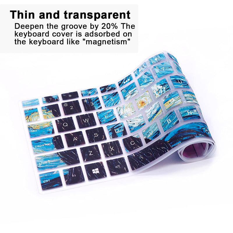 MMDW English Silicone Keyboard Cover for HP Envy x360 15.6''Series /2020 2019 Pavilion 15/Pavilion x360 15.6" Series/Envy 17 17.3" Series/Laptop 15t 17t 17-ca0011nr 17-by0040nr,Van Gogh Starry Sky Z2-Van Gogh Starry Sky