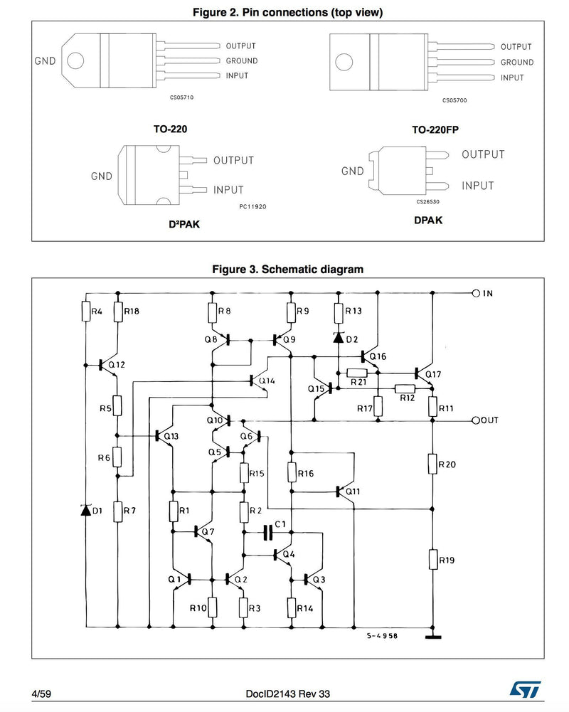 L7805CV L7805 Positive Voltage Regulator Output 5v TO-220 Package, 20 Pieces
