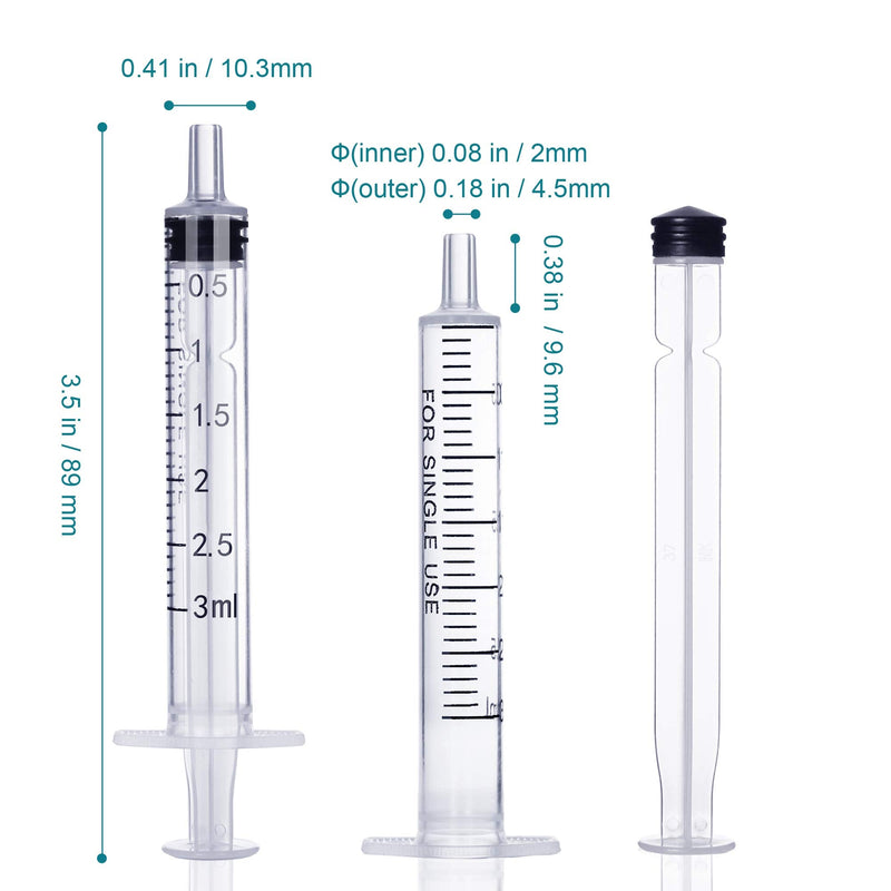 12 Pack - 3ml Plastic Syringes - Separate Sterile Packaging Small Syringe Without Needle for Plant Hydroponic Liquid Measurement Pets Feeding Tools (12Pcs 3ML/CC)