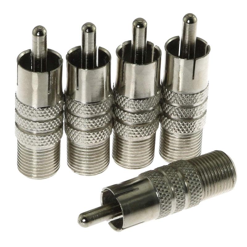 E-outstanding 5PCS RCA Male to F-Type Female Coax Coaxial Cable Adapter Connector Converter Silver