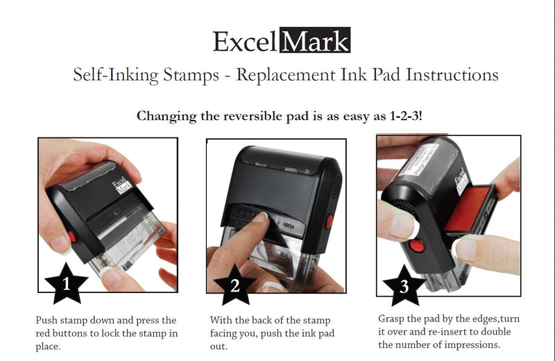 AMENDED Self Inking Rubber Stamp - Red Ink (ExcelMark A1539)