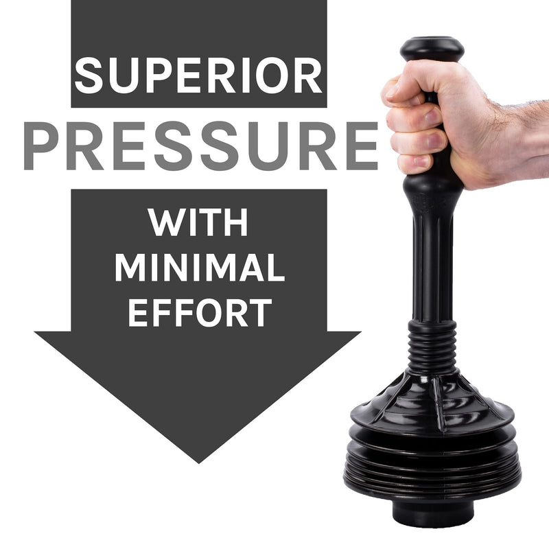 JS Jackson Supplies Black Bellows Accordion Toilet Plunger with Black Storage Tray
