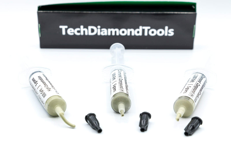 TechDiamondTools Kit of 3 Diamond Lapping Paste Polishing Compound 500 800 1200 Grit Lapidary Paste for Rock Glass Metal Jewelry Resin Marble with High Concentration of Diamond Powder USA Made 1200 800 500 grit