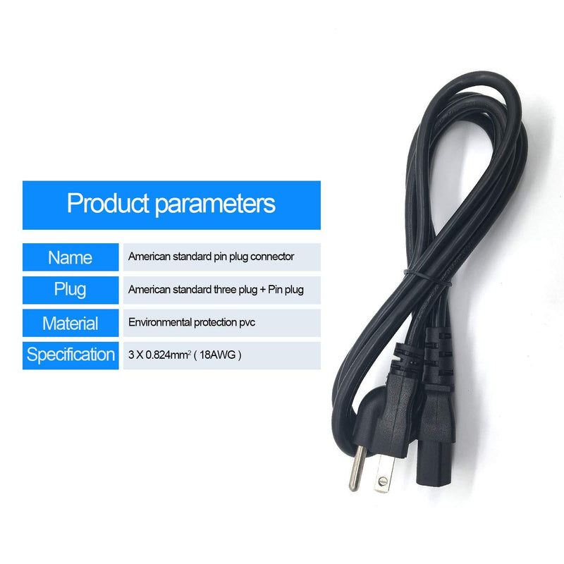 Ac Wall Cable 2 Slot Power Cord Compatible with Dynex TV DX-26L150A11 DX-LCD32-09 DX-L42-10A DX-55L150A11 DX-37L150A11; Panasonic Viera TC-P50S2 TC-P46S2 TC-P42S2 TC-P50U2 TC-P42U2 TC-P50C2 TC-P46C2