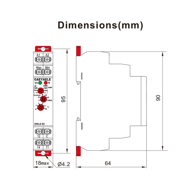 GAEYAELE GRL8 Liquid Timer Control Relay Electronic Liquid Level Controller 10A AC/DC24V-240V GRL8-02,AC/DC24V~240V