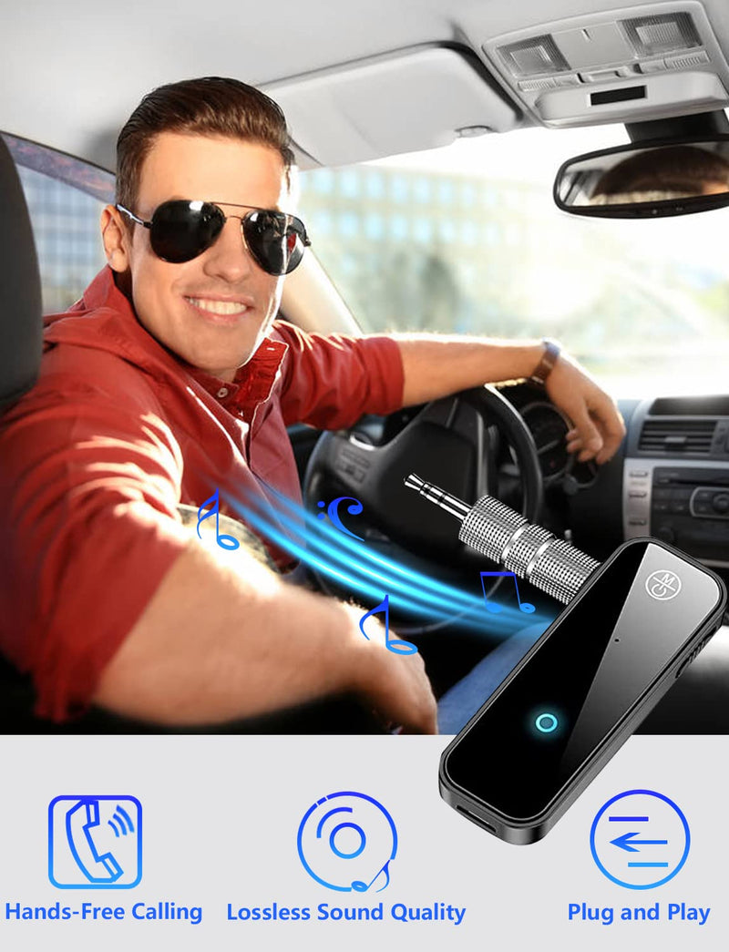 Bluetooth Aux Adapter for Car, Bluetooth 5.0 Adapter 3.5mm Jack Aux Dongle, 2-in-1 Wireless Transmitter Receiver for TV Audio/Wired Headphones/Speakers