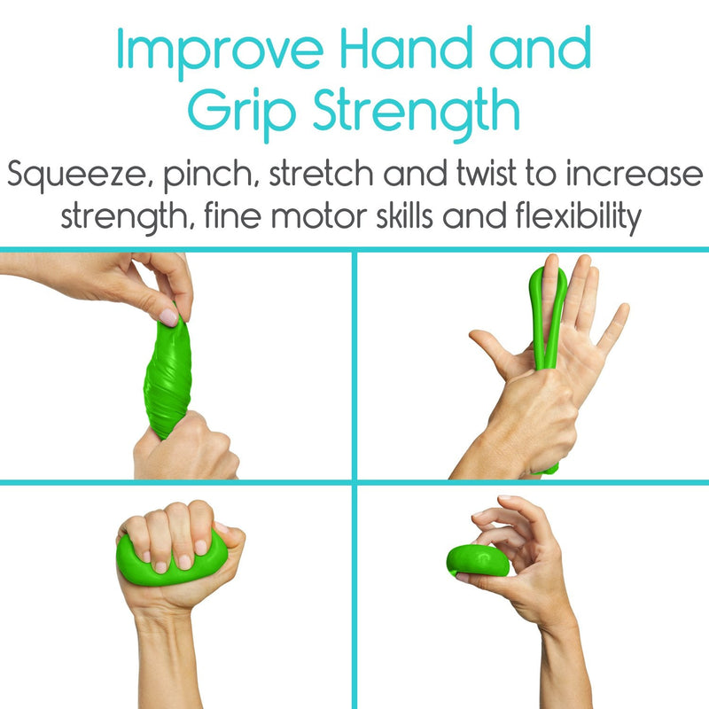 Vive Therapy Putty, Occupational Hand Tools (2 Pack) - Sensory Stress Relief - for Physical Exercise, Finger Pain, Grip Strength, Rehab, Arthritis, Adults, Forearms, Fidgeting, Motor Skills Green (Soft)