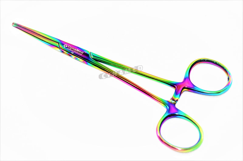 Premium 1 Each 5.5" Straight Hemostat Forceps Locking Clamps Stainless Steel Set-Multi Rainbow Color