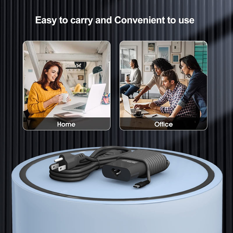 New Slim 65W HP Laptop Charger USB C Chromebook Charger for HP Spectre X360 14 2 in 1,Elitebook x360, Pavilion Envy Elite x2 Fast Charging Type C Travel Laptop Power Adapter Black 65W 65W Slim USB C charger