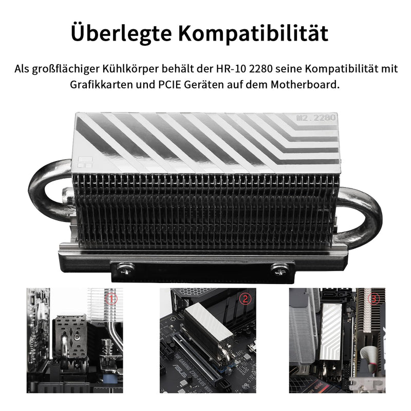 Thermalright HR10 2280 SSD Cooler, 2280 SSD Heatsink, Double-Sided Heatsink, 2 Copper Heatpipes, Desktop High Performance 2280 SSD Cooler, Thermal Pads Included (HR10 2280)