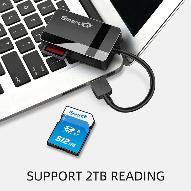 SmartQ C368 Pro USB 3.0 Multi-Card Reader, Plug N Play, Apple and Windows Compatible, Powered by USB, Supports CF/SD/SDHC/SCXC/MMC/MMC Micro/RS MMC/Mini SD/Micro SD/MS Duo/MS Pro/MS Pro Pro Duo USB A