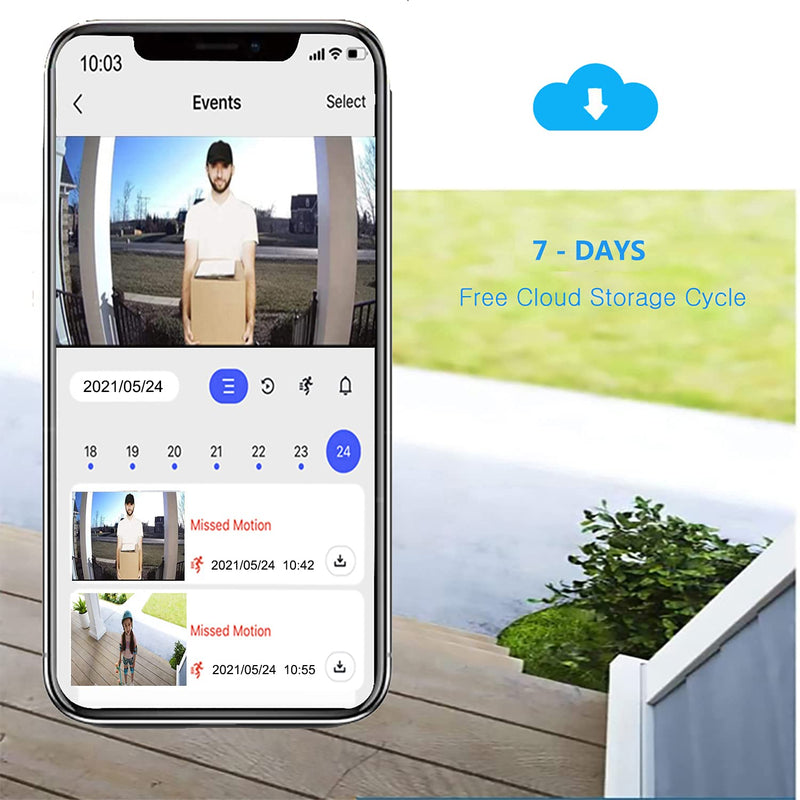 Video Doorbell Camera Wireless WiFi [2021 Upgrade] IP5 Waterproof HD WiFi Security Camera Real-Time Video for iOS & Android Phone Night Light Black