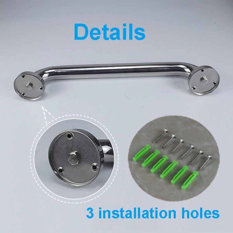 12 Inch Stainless Steel Shower Grab Bar - ZUEXT Shower Handle, Bathroom Balance Bar - Safety Hand Rail Support - Handicap, Elderly, Injury, Senior Assist Bath Handle (w/ Self-adhesive Stick-on Hook) 12Inch Shower Bar-Stainless Steel