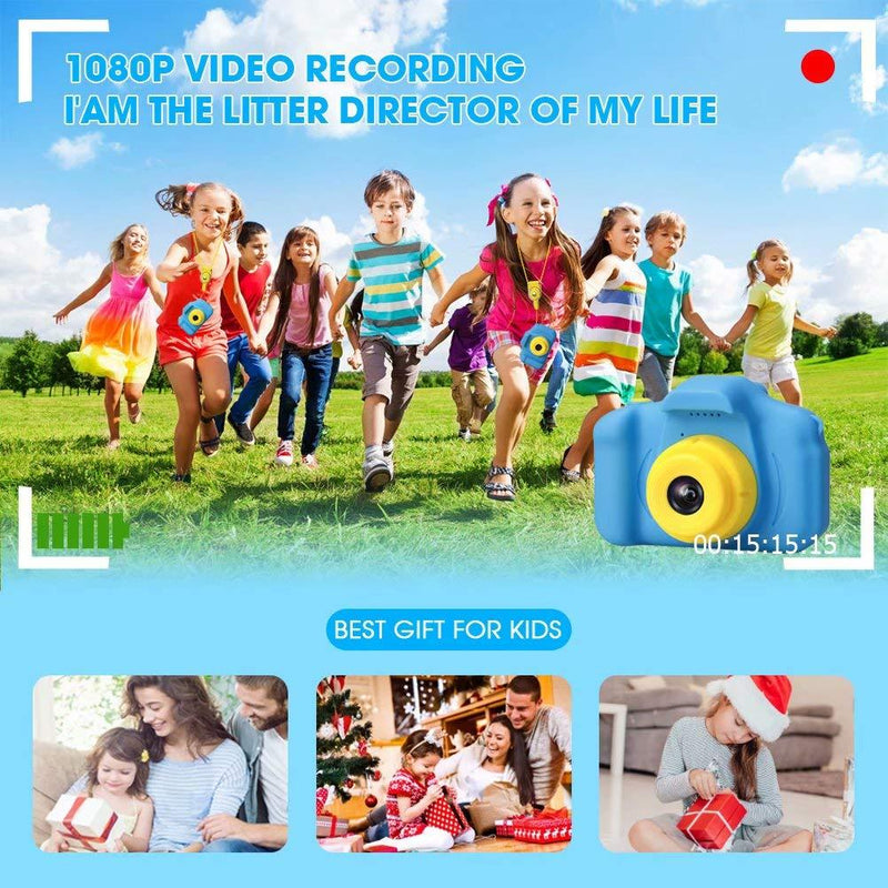 Desuccus Kids Camera Video Digital Camera for Kids Birthday Gifts for Boys and Girls Kids Toys 3-8 Year Old Toddler Video Record Camera 5 Puzzle Games 32GB SD Card (Blue) Blue