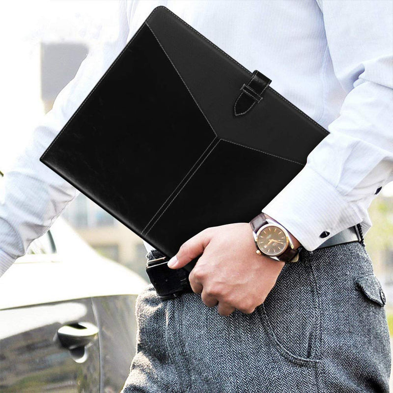 Toplive Padfolio 3 Ring Binder (1'' Round Ring) Business Portfolio Folder for Interview, Conference and Presentation, Black 3 Ring Letter Size Binder