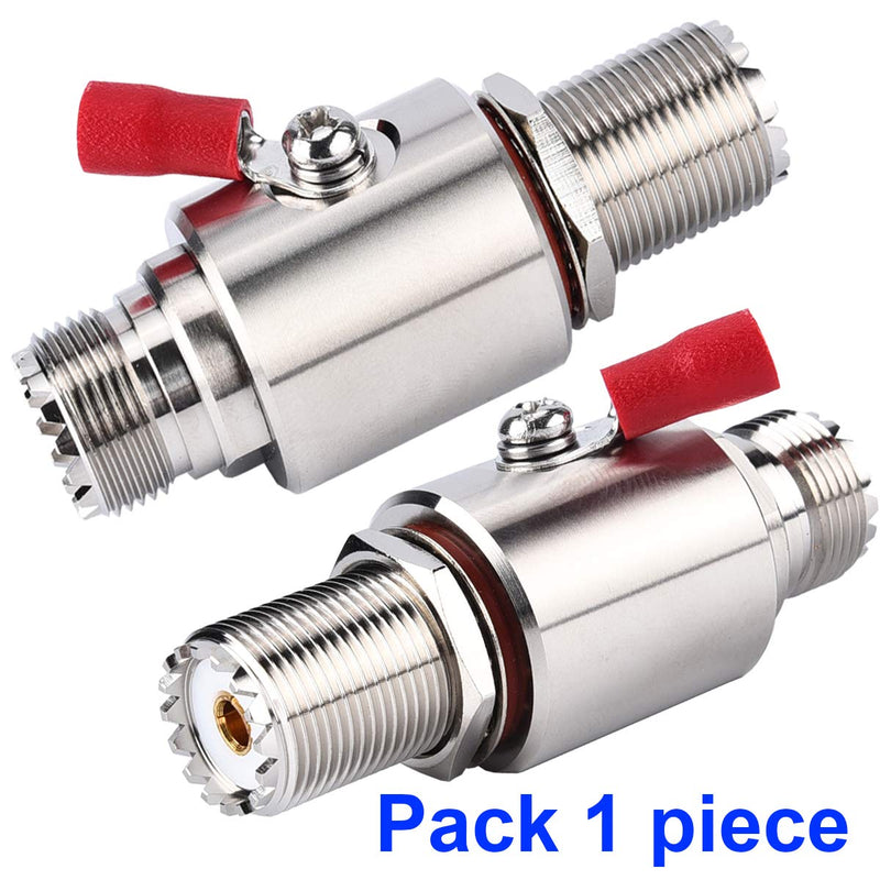 UHF Coaxial Lightning Arrestor PL-259 Lightning Surge Protector PL259 Socket (UHF Female) to SO239 Socket (UHF Female) Bulkhead for CB Radio, HAM Radio Gear, 2-Way Base Stations RFiotasy