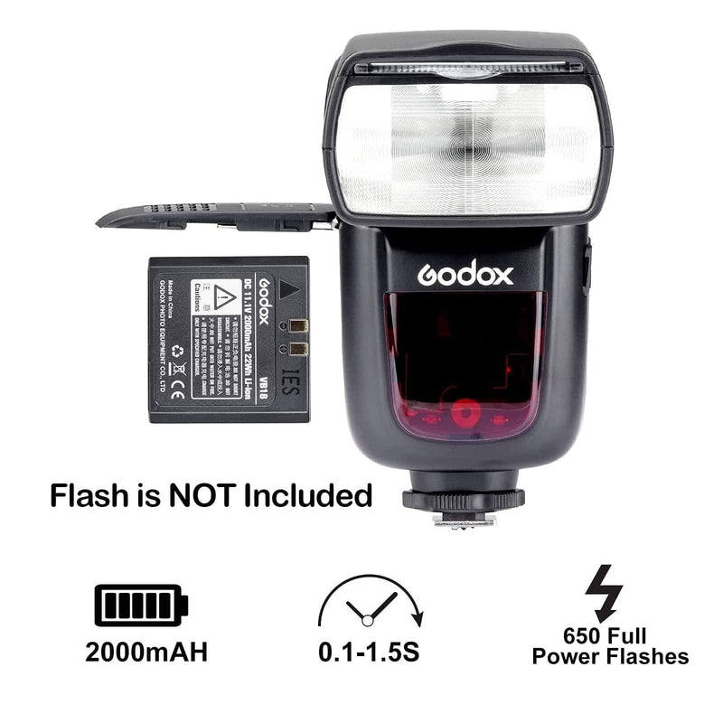 GODOX Battery VB18 Camera Flash V850II V860II-C V860II-N V860II-S V860II-F V860II-O, 22Wh 2000mAh Li-ion Battery 650 Times Full-Power Flashes