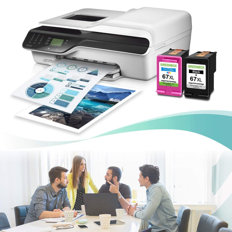 GREENBOX Remanufactured Ink Cartridge Replacement for HP 67 67XL for DeskJet 2732 2755 Envy 6052 6058 6075 DeskJet Plus 4152 4155 4158 (1 Black 1 Tri-Color)
