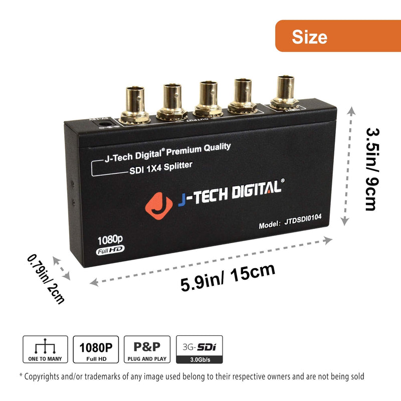 J-Tech Digital Premium Quality SDI Splitter 1x4 Supports SD-SDI, HD-SDI, 3G-SDI up to 1320 Ft (1 Input and 4 outputs)