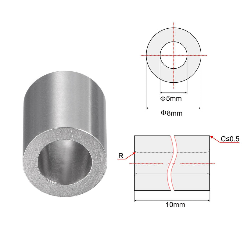 uxcell Sleeve Bearings 5mmx8mmx10mm Chrome Steel Oilless Bushing 6pcs
