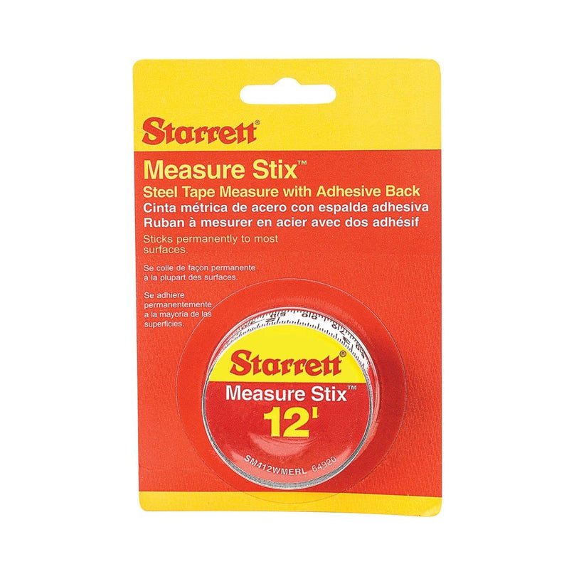 Starrett Tape Measure Stix with Adhesive Backing - Mount to Work Bench, Saw Table, Drafting Table - 1/2" x 12', English Metric, Right-Left Reading - SM412WMERL 1/2 x 4m/12' English/Metric (Right-to-Left)