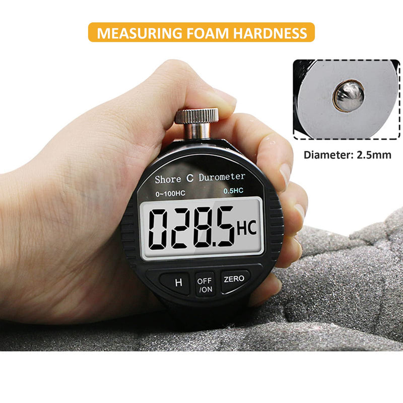 Digital Shore Durometer Hardness Tester A, Mini Shore Rubber Hardness Tester, Digital 0-100HD Durometer Shore Rubber Hardness Tester, LCD Display