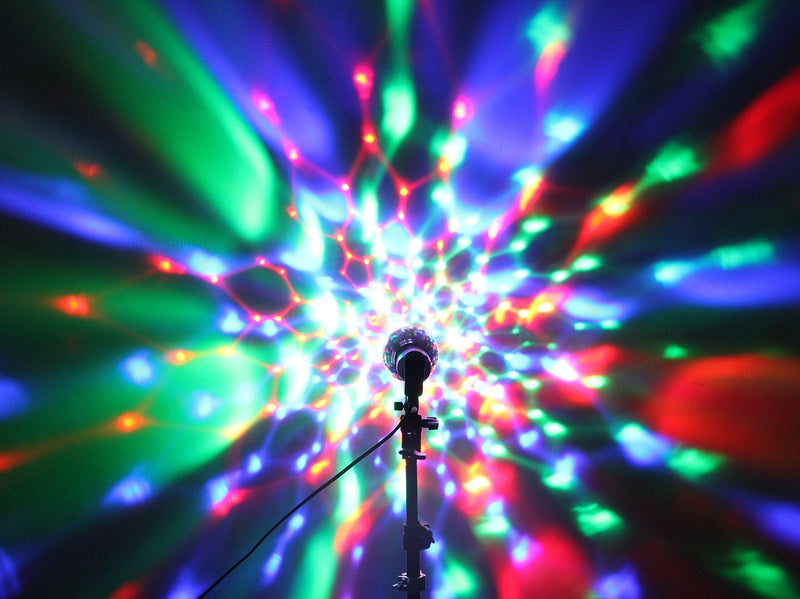OTTFF 3W E27 Disco Ball Lamp RGB Rotating LED Sound Activated Strobe Lights Party Bulb Stage Light for Family Parties ,Birthday,Desk Lamp with Remote Control
