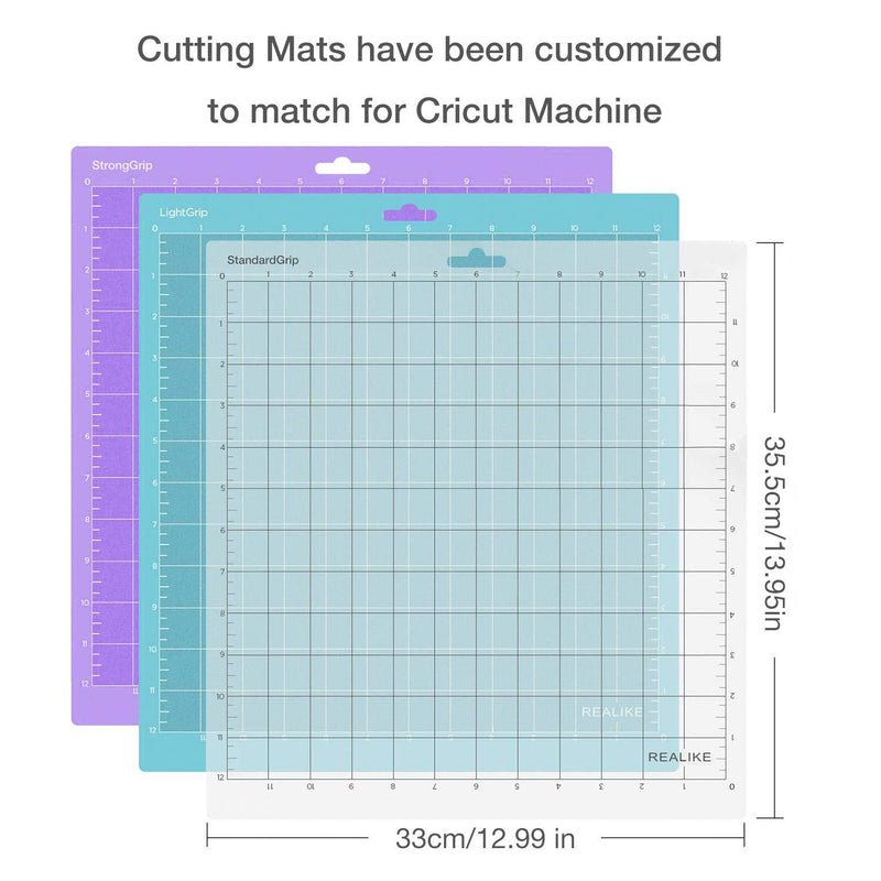 REALIKE 12x12 Cutting Mat for Cricut Explore One/Air/Air 2/Maker(3 Mats), Gridded Adhesive Non-Slip Cut Mat for Crafts, Quilting, Sewing and All Arts (Variety) Variety for Cricut 12*12 (3 Mats)