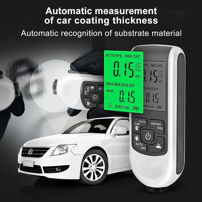 OBDResource Coating Thickness Gauge with Backlight Digital LCD Display, Paint Gauge Car Measuring Range 0 to 2000um Messaging Machine for Car Paint Tester