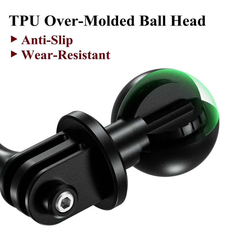 BRCOVAN Aluminum Alloy Tripod Mount Adapter with 1'' TPU Ball Fit for RAM Mounts B Size Double Socket Arm, Compatible with Gopro Hero Action Camera/DJI/Insta360/Camcorder/Field Monitor